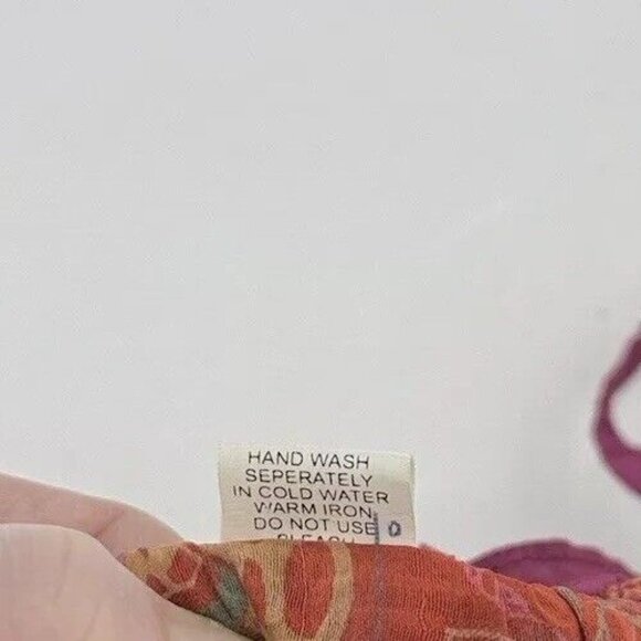 Silly Yeti 100% Silk Tiered Boho  Tie Back Sleeveless Blouse See Measurements - Picture 7 of 9